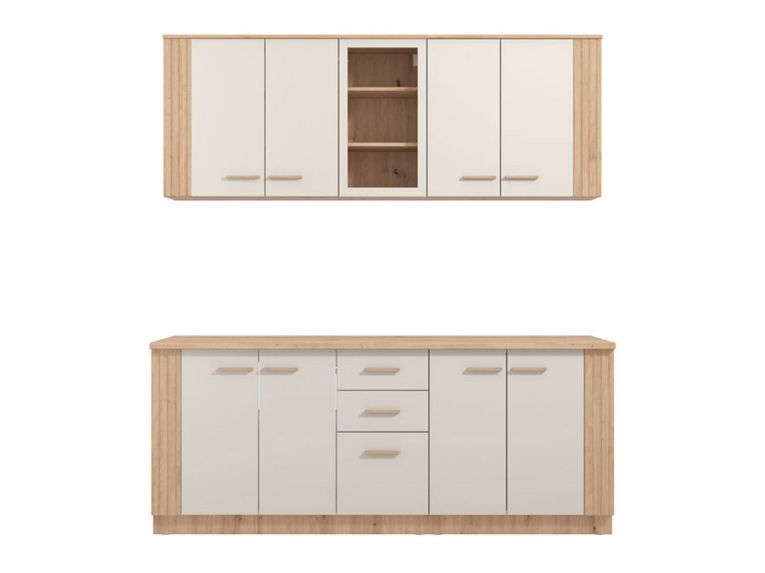 Cucina Beige Marrone Rovere Nodi Con cassetti, Elettrodomestici non inclusi, 9 Ante - Ghemme