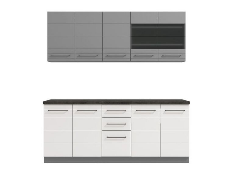Cucina Bianco Grigio Con cassetti, Elettrodomestici non inclusi, 10 Ante - Zambana