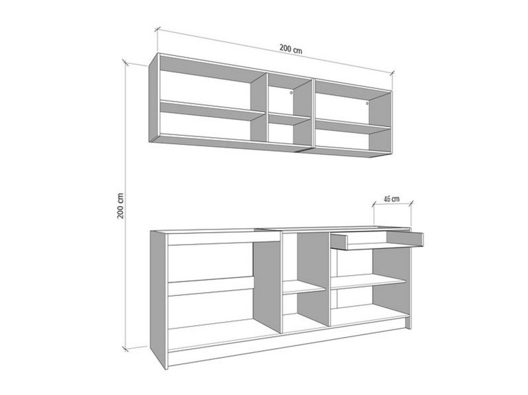 Cucina Bianco Larice Marrone Rovere Con cassetto, Elettrodomestici non inclusi, 9 Ante - Surano