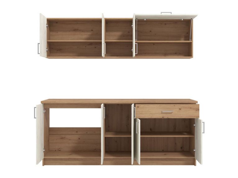 Cucina Bianco Larice Marrone Rovere Con cassetto, Elettrodomestici non inclusi, 9 Ante - Surano