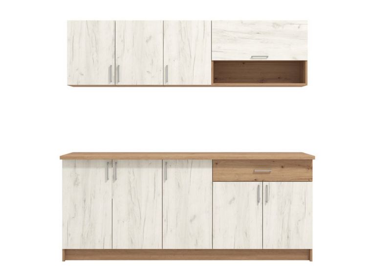 Cucina Bianco Larice Marrone Rovere Con cassetto, Elettrodomestici non inclusi, 9 Ante - Surano