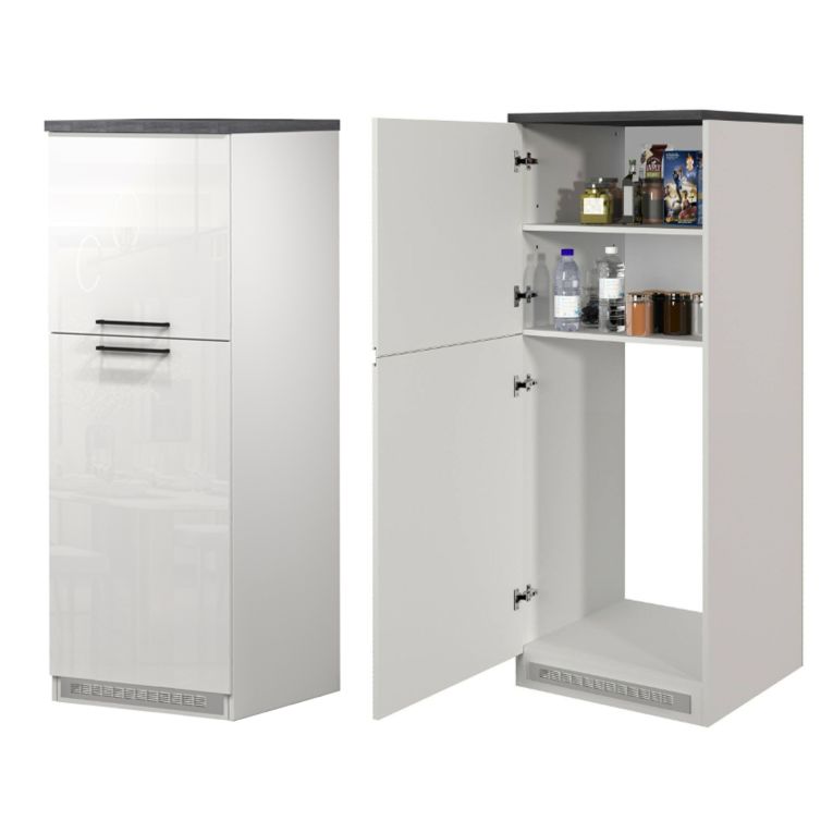Cucina Bianco Lucido Grigio Ardesia Componibile Con cassetti, Elettrodomestici non inclusi, Made in Italy - Balme