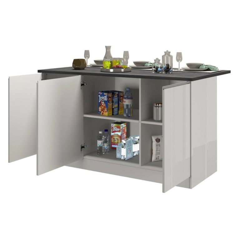 Cucina Bianco Lucido Grigio Ardesia Componibile Con cassetti, Elettrodomestici non inclusi, Made in Italy - Balme