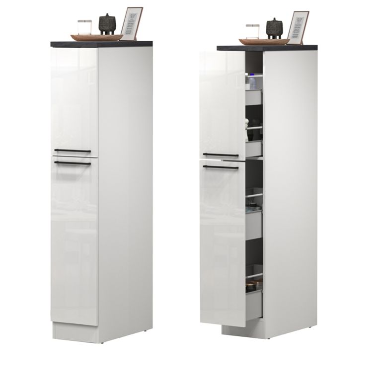 Cucina Bianco Lucido Grigio Ardesia Con cassetti, Elettrodomestici non inclusi, 12 Ante Made in Italy - Balme