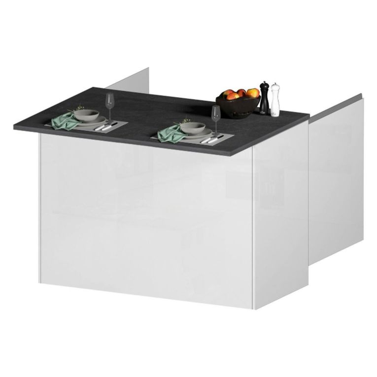 Cucina Bianco Lucido Grigio Ardesia Con cassetti, Elettrodomestici non inclusi, 12 Ante Made in Italy - Balme