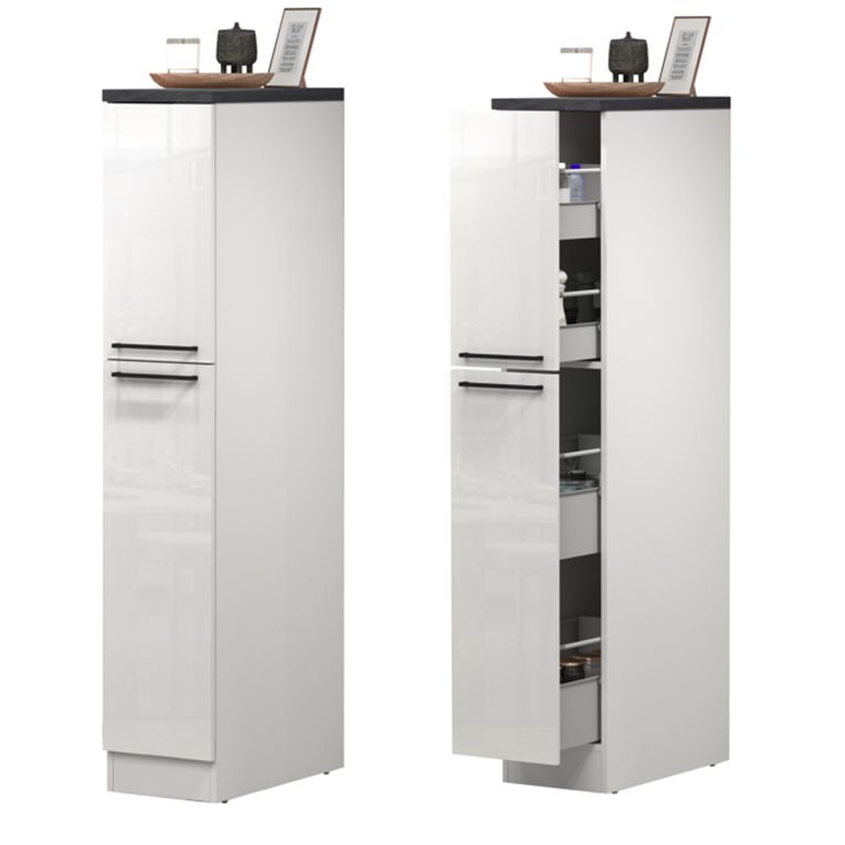 Cucina Bianco Lucido Grigio Ardesia Con cassetti, Elettrodomestici non inclusi, Made in Italy - Balme