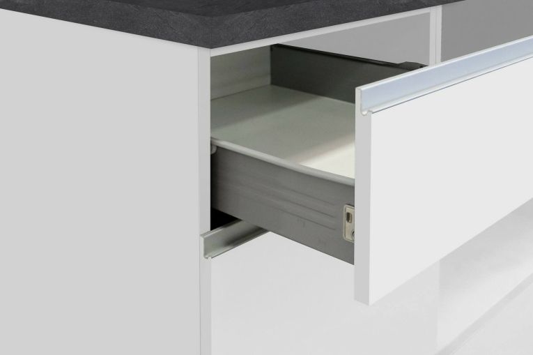 Cucina Bianco Lucido Grigio Ardesia Con cassetti, Elettrodomestici non inclusi, Modulabile Made in Italy - Attiko