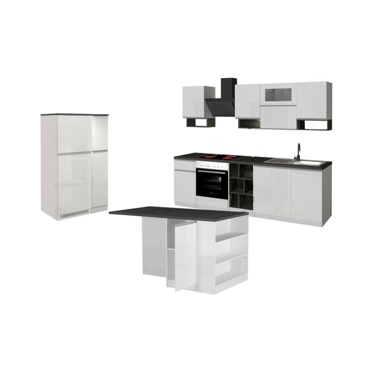 Cucina Bianco Lucido Grigio Ardesia Modulabile 29 Ripiani, 3 Cassetti Made in Italy - Balme