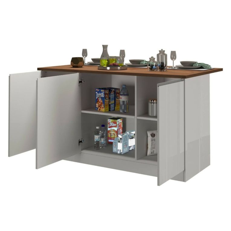 Cucina Bianco Lucido Marrone Rovere Con cassetti, Elettrodomestici non inclusi, Componibile Made in Italy - Armend