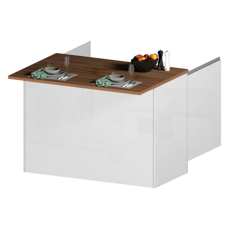 Cucina Bianco Lucido Marrone Rovere Con cassetti, Elettrodomestici non inclusi, Modulabile Made in Italy - Armend