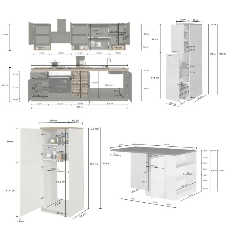Cucina Bianco Lucido Marrone Rovere Modulabile Con cassetti, Elettrodomestici non inclusi, Made in Italy - Armend