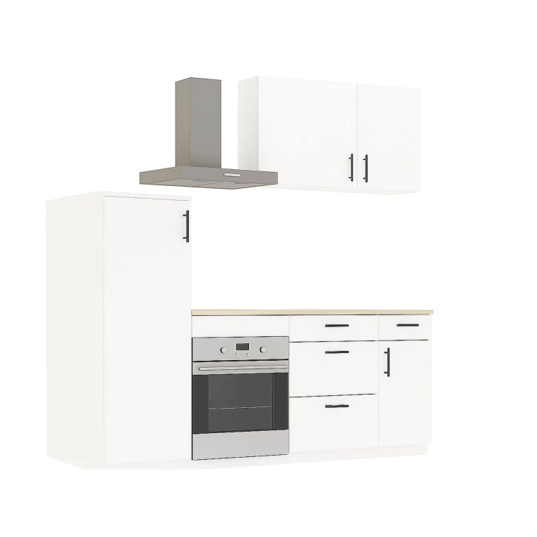 Cucina Bianco Marrone Rovere 4 Cassetti 5 Ripiani, Apertura Battente, Scorrevole - Althenis