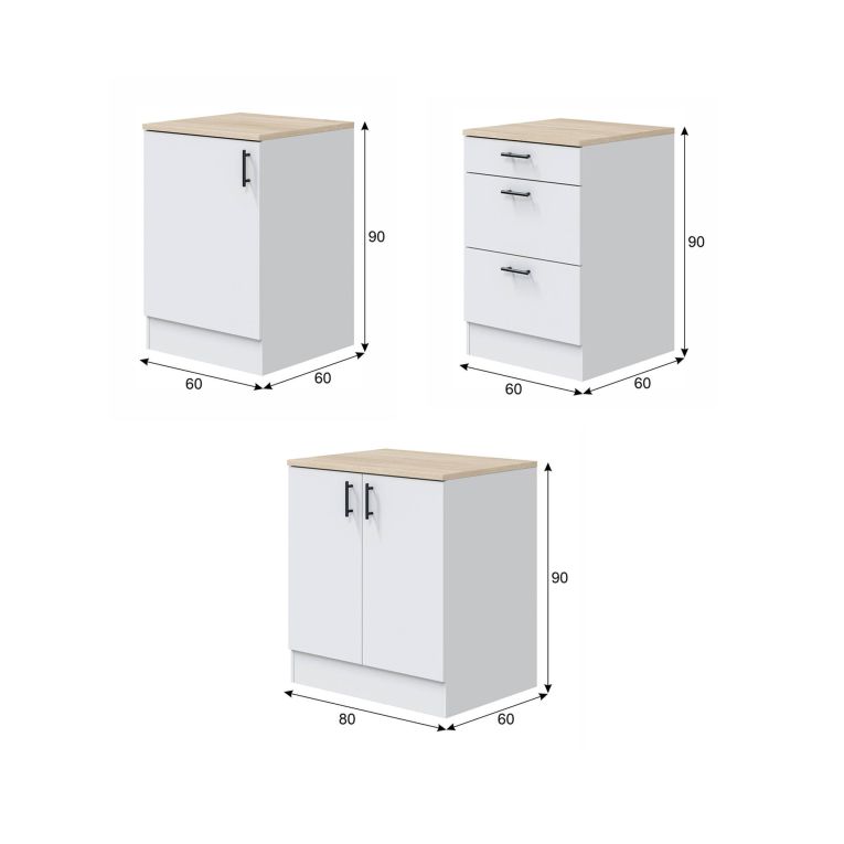 Cucina Bianco Marrone Rovere Con cassetti, Elettrodomestici non inclusi, Apertura Battente, Scorrevole - Orlaya