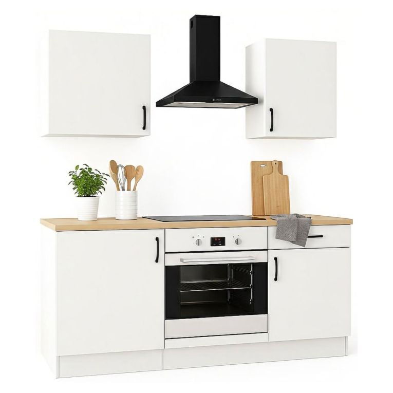 Cucina Bianco Marrone Rovere Con cassetti, Elettrodomestici non inclusi, Apertura Battente, Scorrevole - Thymira