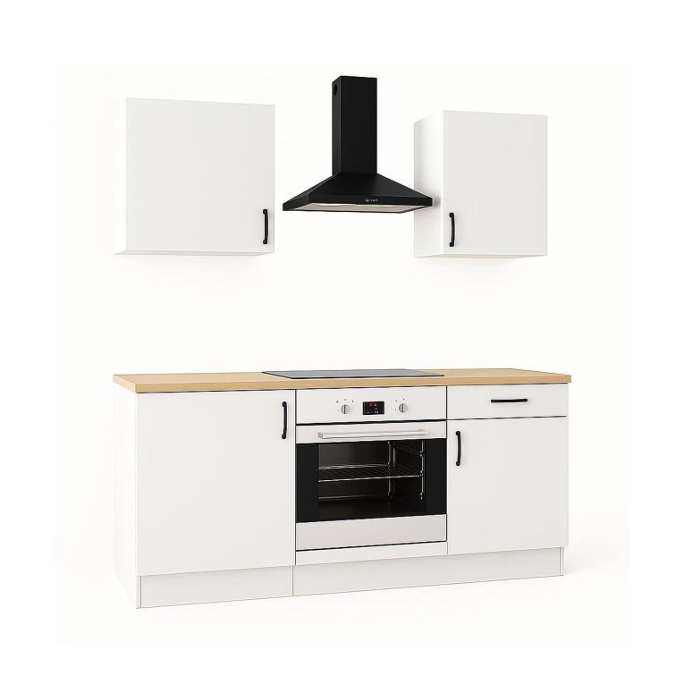 Cucina Bianco Marrone Rovere Con cassetti, Elettrodomestici non inclusi, Apertura Battente, Scorrevole - Thymira