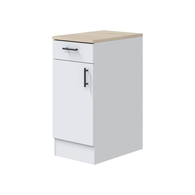 Cucina Bianco Marrone Rovere Con cassetti, Elettrodomestici non inclusi, Apertura Battente, Scorrevole - Velvenia
