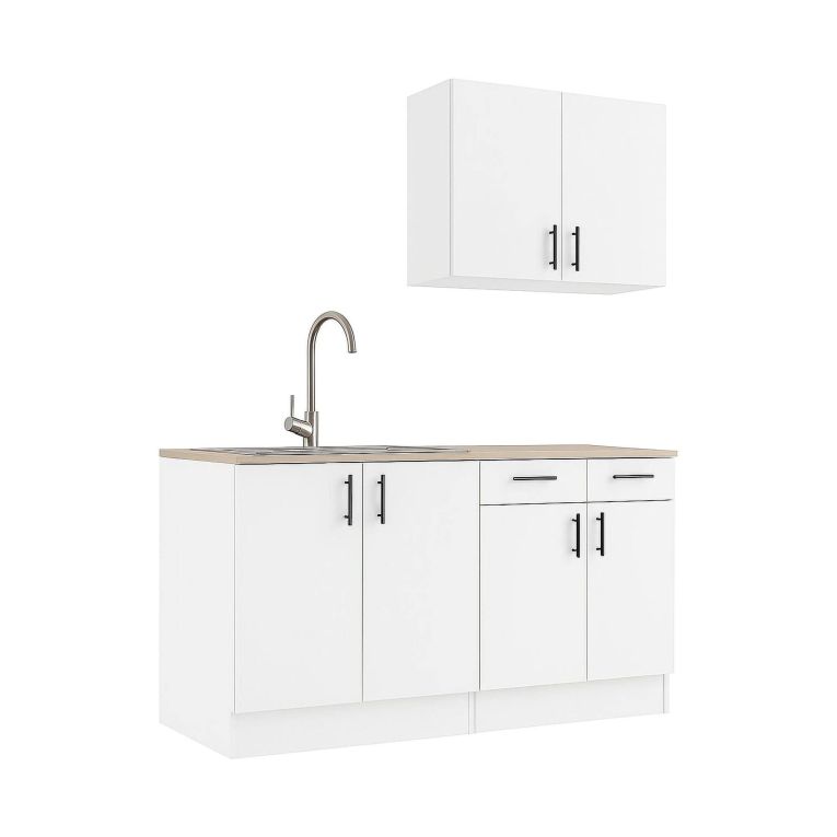 Cucina Bianco Marrone Rovere Con cassetti, Elettrodomestici non inclusi, Apertura Battente, Scorrevole - Velvenia