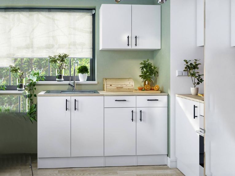 Cucina Bianco Marrone Rovere Con cassetti, Elettrodomestici non inclusi, Apertura Battente, Scorrevole - Velvenia
