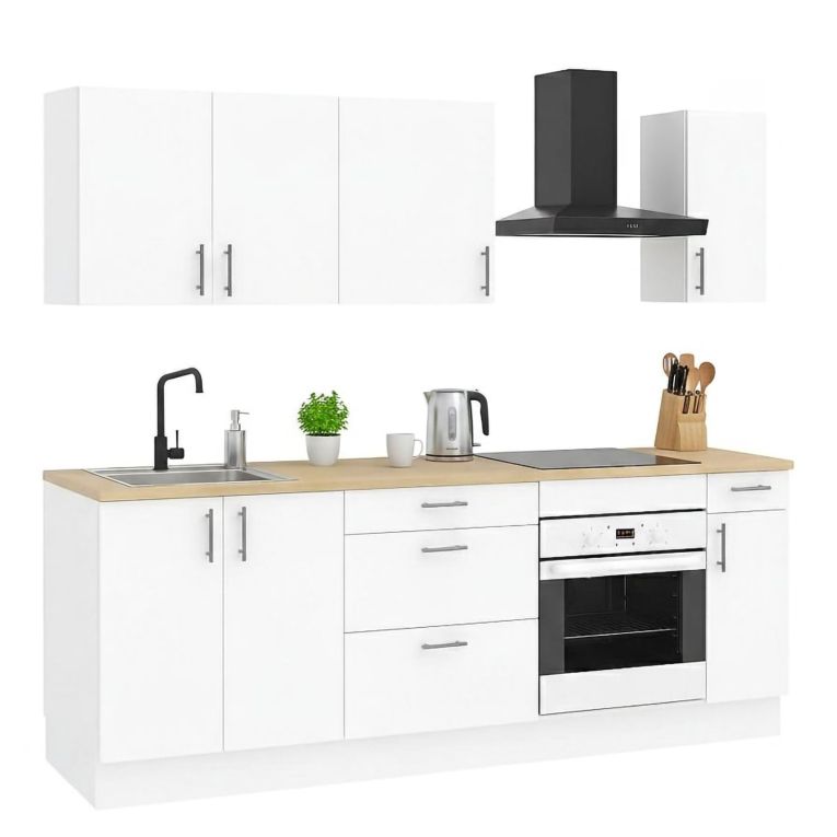 Cucina Bianco Marrone Rovere Con cassetti, Elettrodomestici non inclusi - Silphora