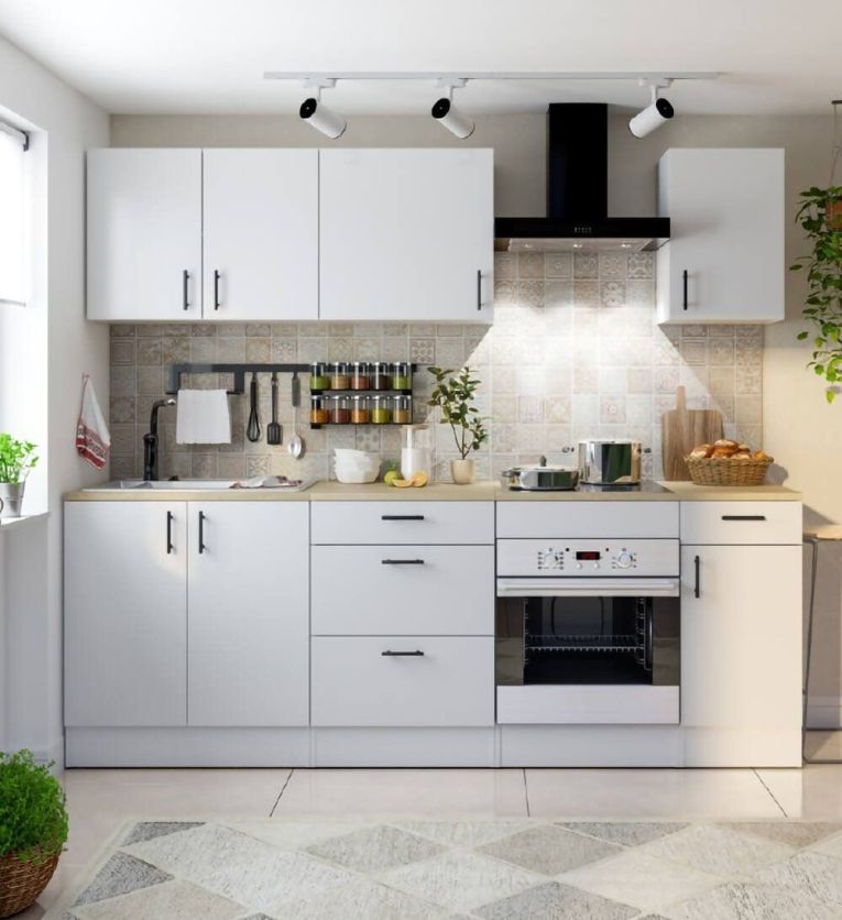 Cucina Bianco Marrone Rovere Con cassetti, Elettrodomestici non inclusi - Silphora
