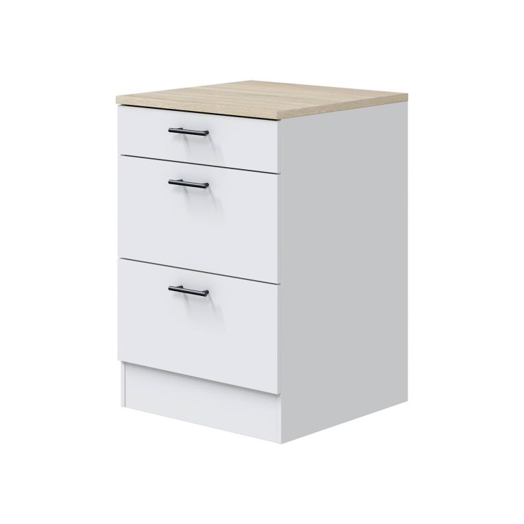 Cucina Bianco Marrone Rovere Con cassetti, Elettrodomestici non inclusi - Silphora