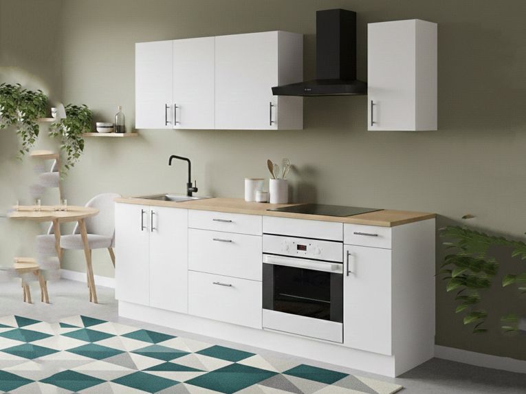Cucina Bianco Marrone Rovere Con cassetti, Elettrodomestici non inclusi - Silphora