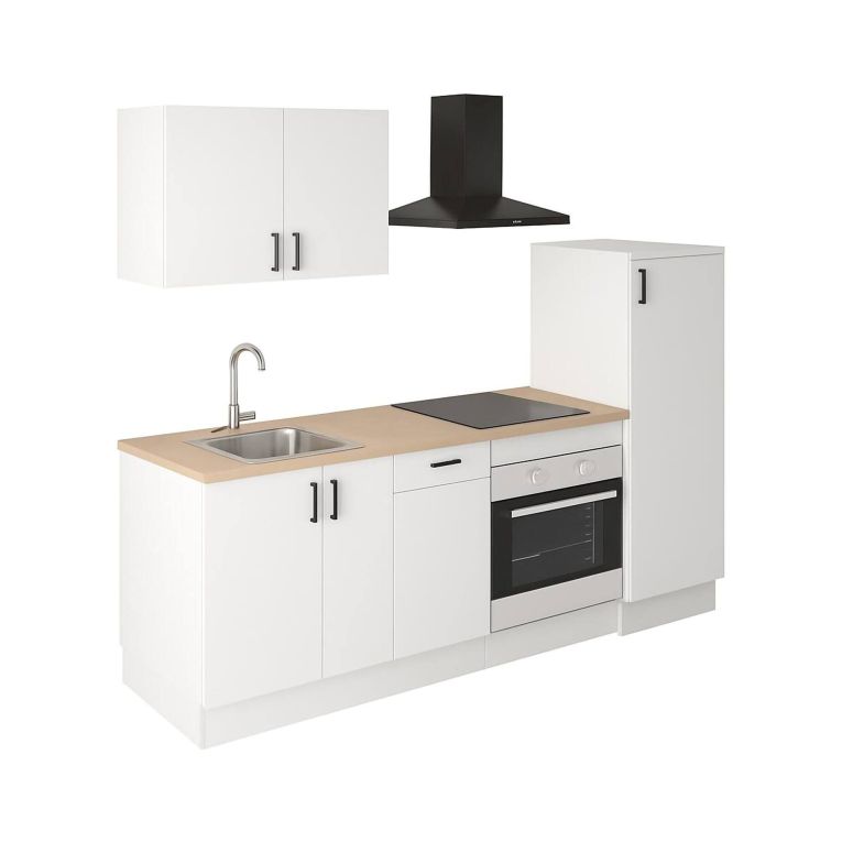 Cucina Bianco Marrone Rovere Con cassetti, Elettrodomestici non inclusi - Telinea