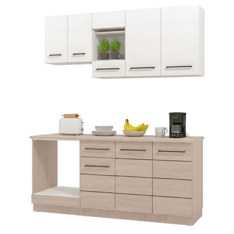 Cucina Bianco Marrone Rovere Con cassetto e Ante, Elettrodomestici non inclusi - Colombo