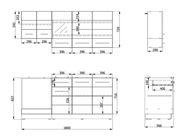 Cucina Bianco Marrone Rovere Con cassetto e Ante, Elettrodomestici non inclusi - Colombo