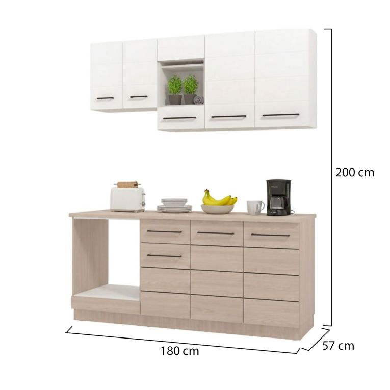 Cucina Bianco Marrone Rovere Con cassetto e Ante, Elettrodomestici non inclusi - Colombo