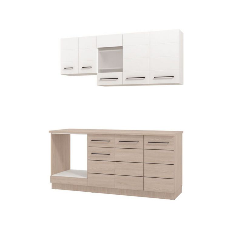 Cucina Bianco Marrone Rovere Con cassetto e Ante, Elettrodomestici non inclusi - Colombo