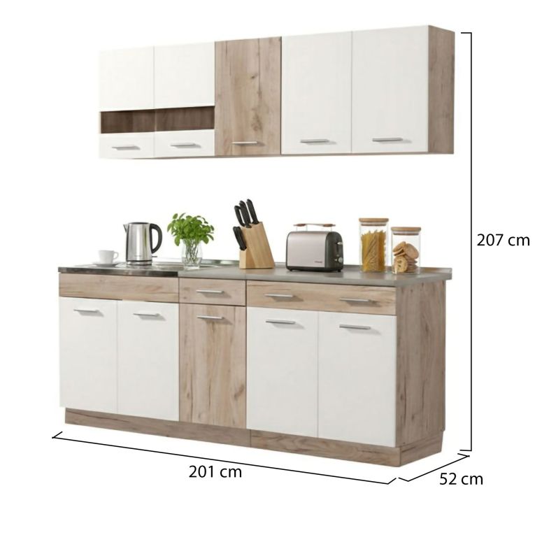 Cucina Bianco Marrone Rovere Con cassetto, Elettrodomestici non inclusi, 10 Ante - Bornago