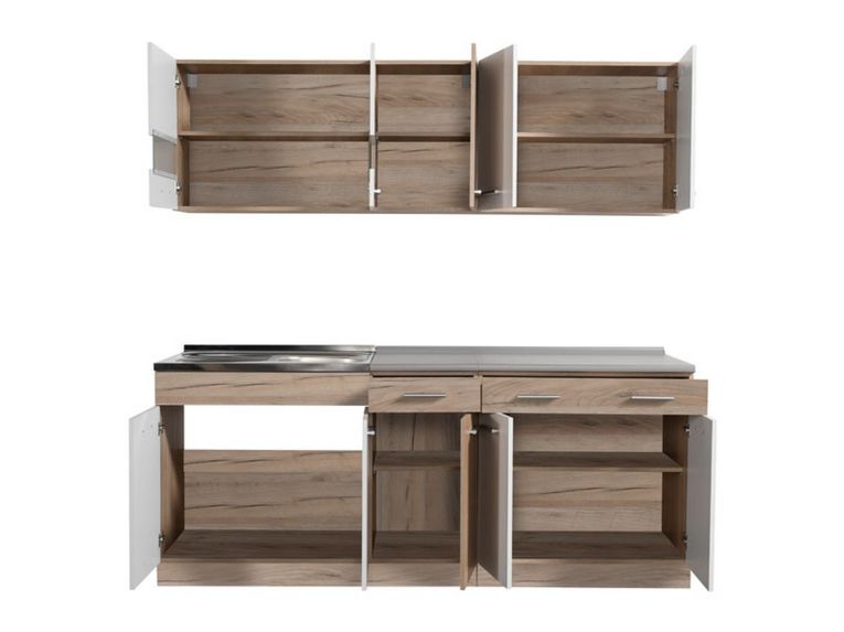 Cucina Bianco Marrone Rovere Con cassetto, Elettrodomestici non inclusi, 10 Ante - Bornago