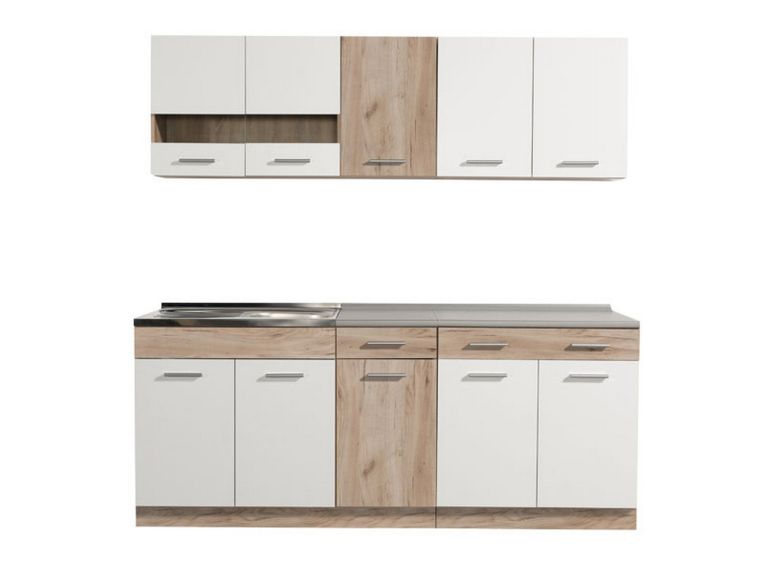 Cucina Bianco Marrone Rovere Con cassetto, Elettrodomestici non inclusi, 10 Ante - Bornago
