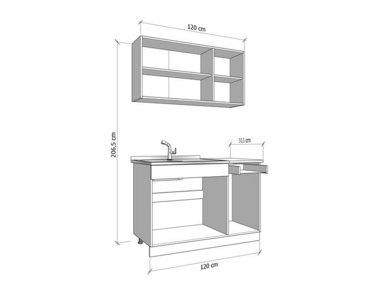 Cucina Bianco Marrone Rovere Con cassetto, Elettrodomestici non inclusi, 6 Ante - Lanzo