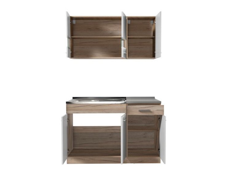 Cucina Bianco Marrone Rovere Con cassetto, Elettrodomestici non inclusi, 6 Ante - Lanzo