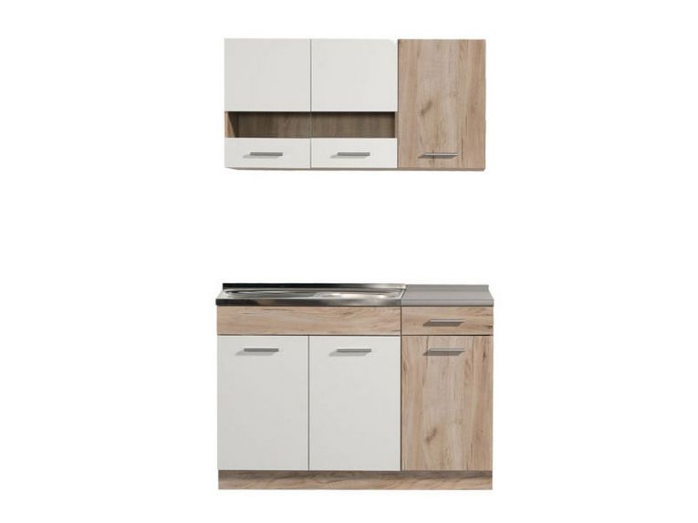 Cucina Bianco Marrone Rovere Con cassetto, Elettrodomestici non inclusi, 6 Ante - Lanzo