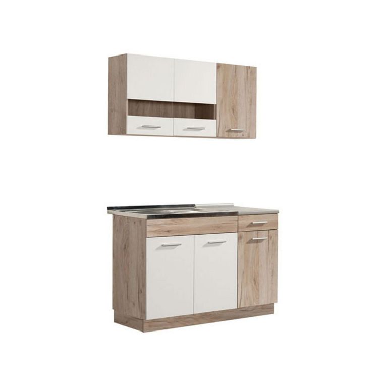 Cucina Bianco Marrone Rovere Con cassetto, Elettrodomestici non inclusi, 6 Ante - Lanzo