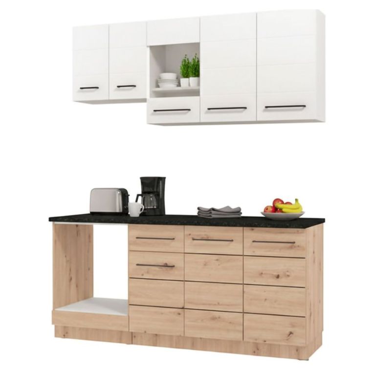 Cucina Bianco Marrone Rovere Con cassetto, Elettrodomestici non inclusi, 8 Ante - Colombo