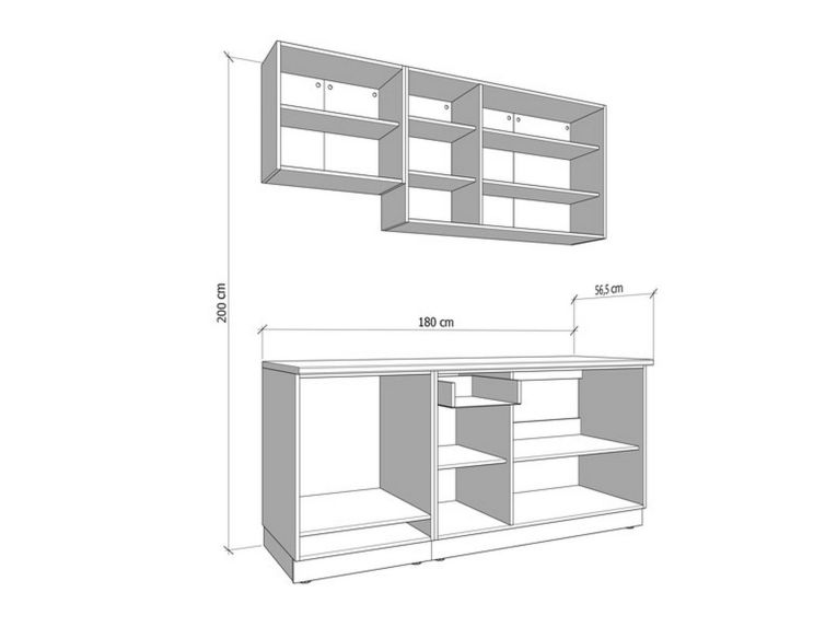 Cucina Bianco Marrone Rovere Con cassetto, Elettrodomestici non inclusi, 8 Ante - Colombo