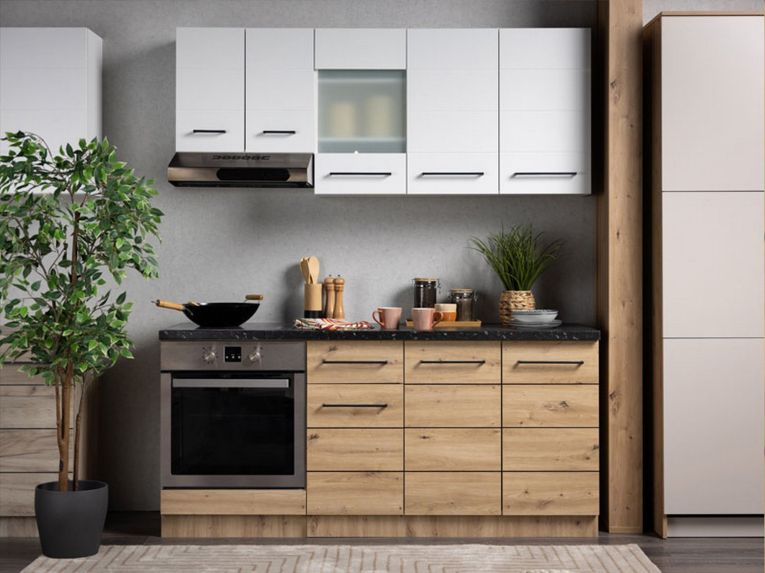 Cucina Bianco Marrone Rovere Con cassetto, Elettrodomestici non inclusi, 8 Ante - Colombo