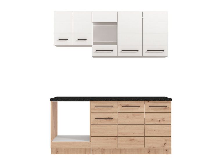 Cucina Bianco Marrone Rovere Con cassetto, Elettrodomestici non inclusi, 8 Ante - Colombo
