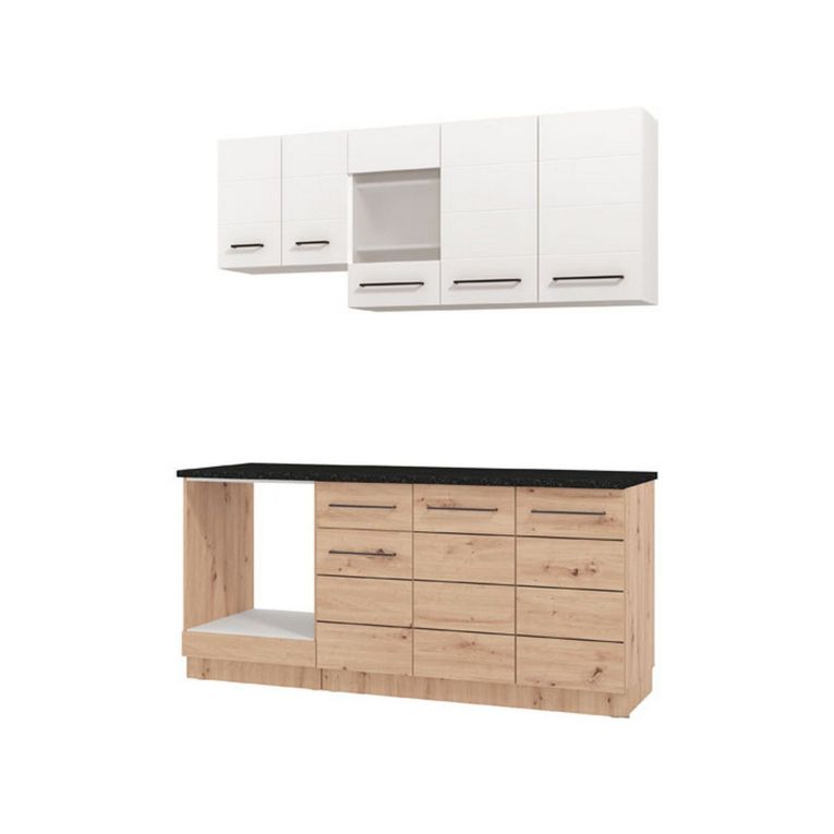 Cucina Bianco Marrone Rovere Con cassetto, Elettrodomestici non inclusi, 8 Ante - Colombo