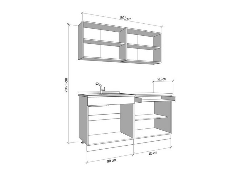 Cucina Bianco Marrone Rovere Con cassetto, Elettrodomestici non inclusi, 8 Ante - Solarolo
