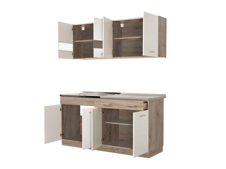 Cucina Bianco Marrone Rovere Con cassetto, Elettrodomestici non inclusi, 8 Ante - Solarolo