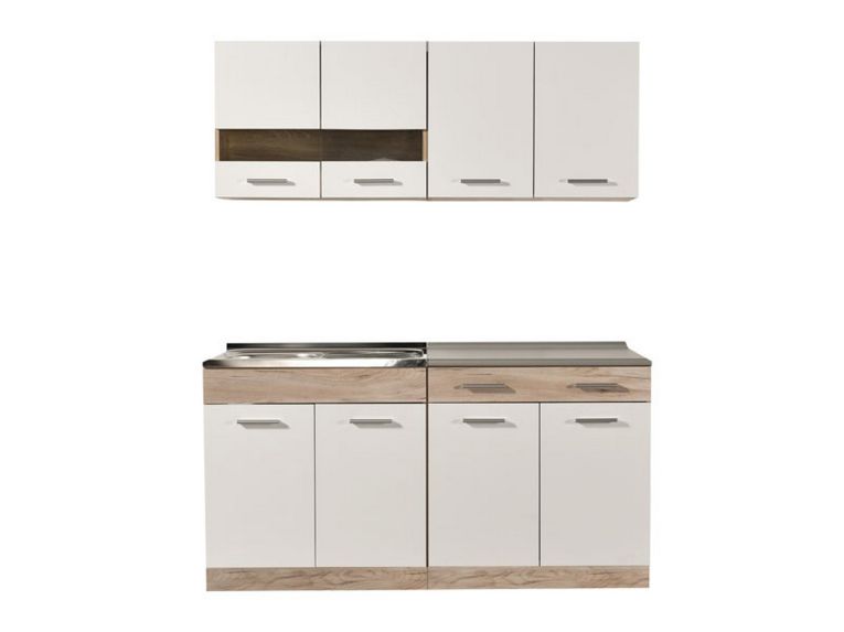 Cucina Bianco Marrone Rovere Con cassetto, Elettrodomestici non inclusi, 8 Ante - Solarolo