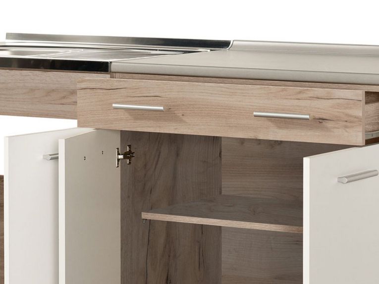 Cucina Bianco Marrone Rovere Con cassetto, Elettrodomestici non inclusi, 8 Ante - Solarolo