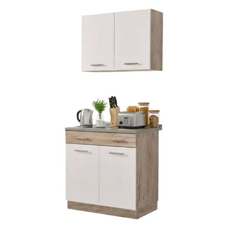 Cucina Bianco Marrone Rovere Con cassetto, Elettrodomestici non inclusi, Apertura Battente, Scorrevole - Garessio