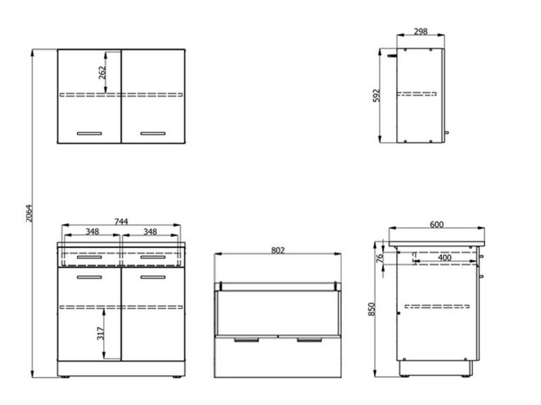 Cucina Bianco Marrone Rovere Con cassetto, Elettrodomestici non inclusi, Apertura Battente, Scorrevole - Garessio