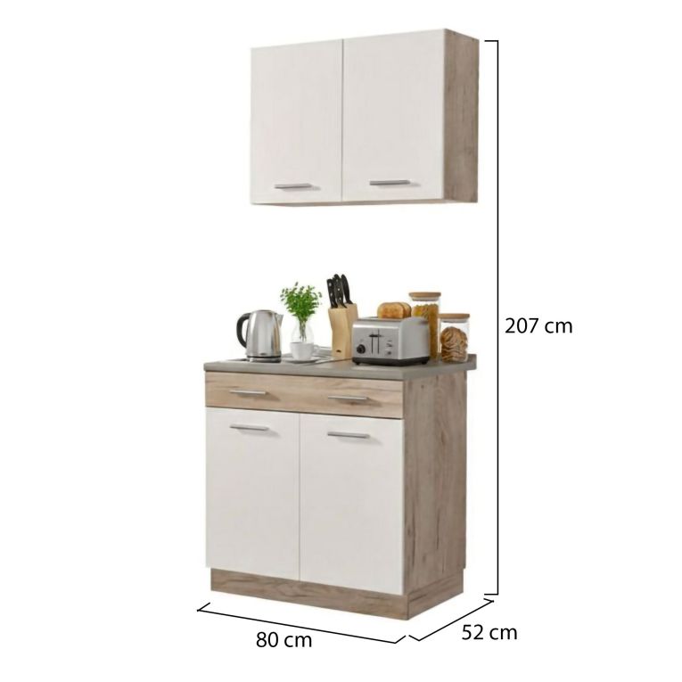 Cucina Bianco Marrone Rovere Con cassetto, Elettrodomestici non inclusi, Apertura Battente, Scorrevole - Garessio